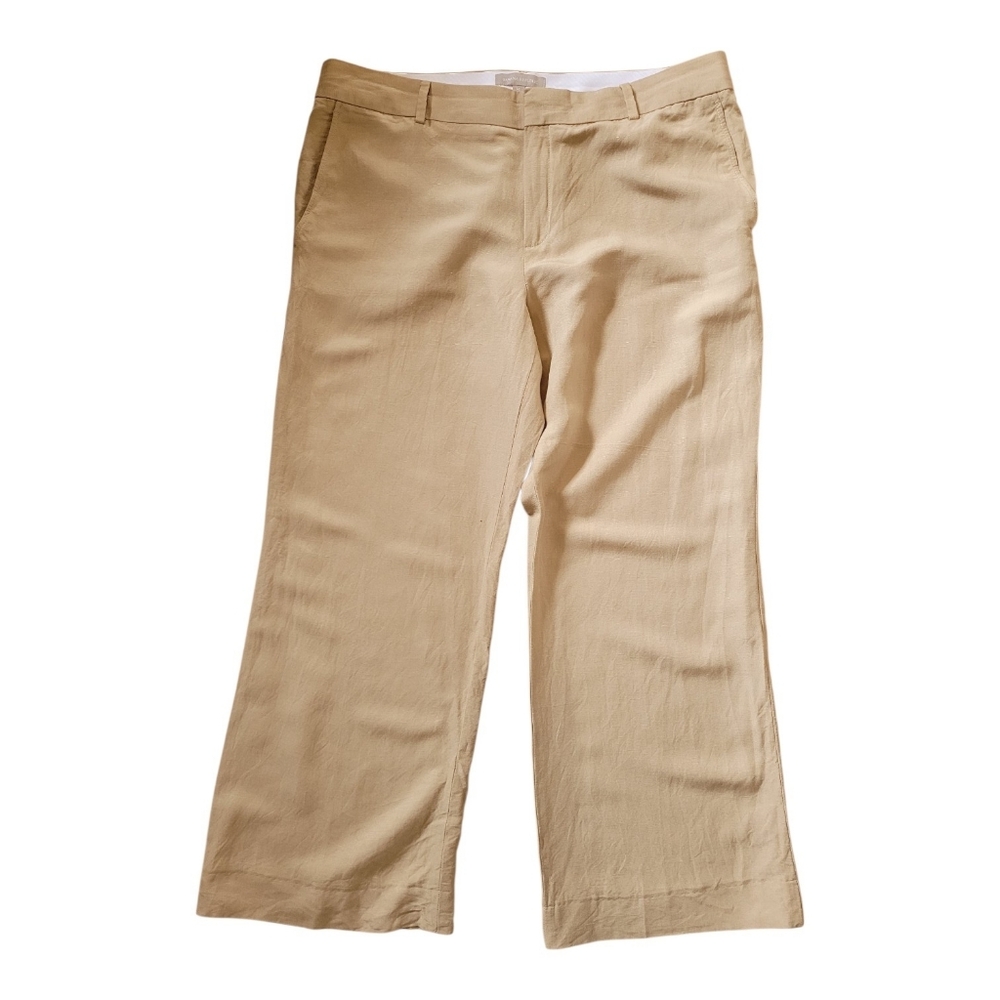 Linen Rayon Banana Republic Wide Leg Pants Beige Classic